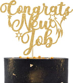 Congrats New Job Cake Topper, New Job Who Dis Cake Decor, Job Change/Farewell/Going Away Party Decorations Supplies Gold Glitter