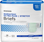 McKesson Ultra Plus Stretch Briefs, [20 Count], XXL/3XL, 58-77 in. Incontinence Adult Diapers, Heavy Absorbency, Unisex, Disposable, Elastic Leg Gathers and Contoured Fit for Men and Women