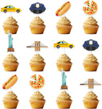 36 Pcs New York City Theme Cupcake Toppers, Cityscape Cupcake Insert Decoration, Landmarks Theme Cupcake Picks for Birthday Baby Shower Wedding Party Supplies