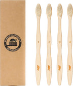 Sea Turtle Plant-Based Bristles, Bamboo Toothbrushes, Soft Natural Toothbrush for Adults (4 Pack)