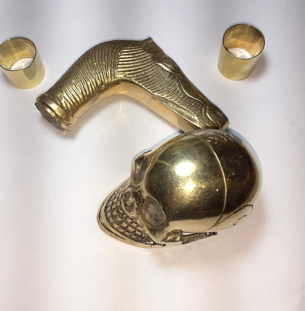 Hours & Skull Handle Victorian Walking Cane-Walking Stick Solid & Brass