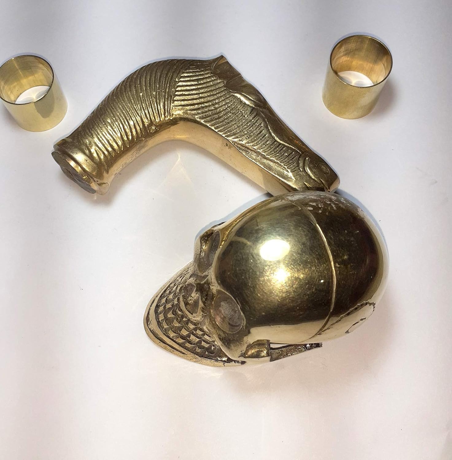 Hours & Skull Handle Victorian Walking Cane-Walking Stick Solid & Brass