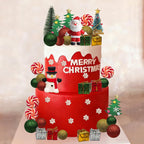45PCS Christmas Cake Toppers Merry Christmas Cake Decorations with Santa Snowman Tree Snowflake Lollipop for Xmas Birthday Party