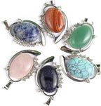 QSLLER 5PCS Natural Opal Rose Quartz Stone Pendant Agate Tiger Eye Stone Healing Crystal Charms for Jewelry Making DIY Necklace Earrings