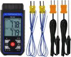 Thermocouple Thermometer Digital K/J Type with 4 K Type Thermocouple, HVAC Thermometer with Alarm & Adj Compensation, Temperature Meter -328°F ~ 2501°F Measuring Range