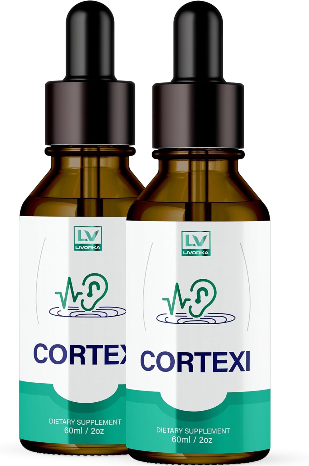 LIVORKA Cortexi Oral Drops to Drink - Formula for Ear Health, Hearing Support - Pack of 2 Bottles (60 Day Supply)