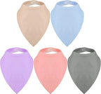 Janmercy 5 Pack Adult Drool Bandana Bibs Soft Large Absorbent Bibs Set for Special Needs Waterproof, Kids 4+ Years, Teens, Men Women(Cream. Blue, Purple, Pink, Gray.)