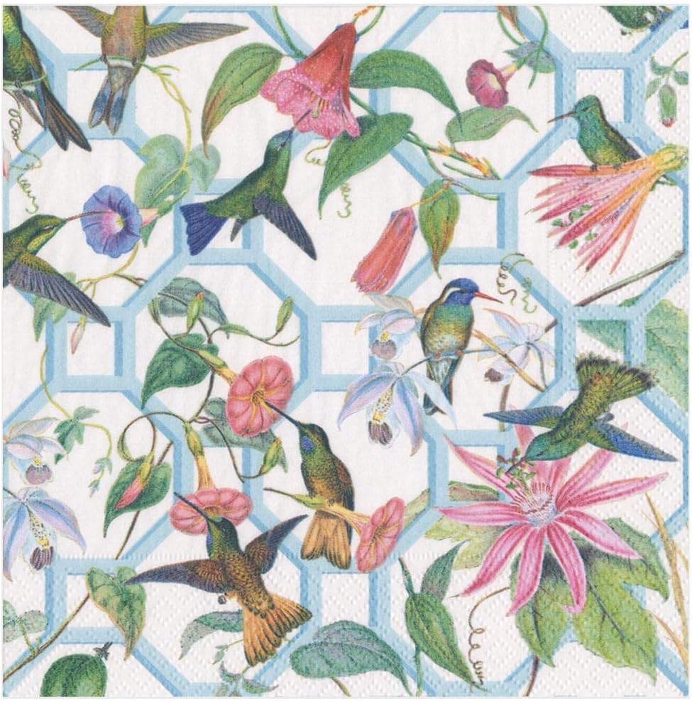 Caspari Hummingbird Trellis Paper Dinner Napkins - 40 Count