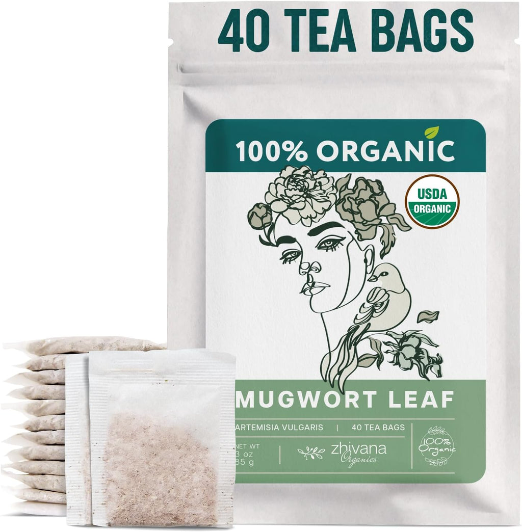 Organic Mugwort Tea Bags (40 TeaBags) – Te de Artemisa - Mugwart Tea for Digestive Health, Liver, Women Cycle, Relaxation (Artemisia Vulgaris)