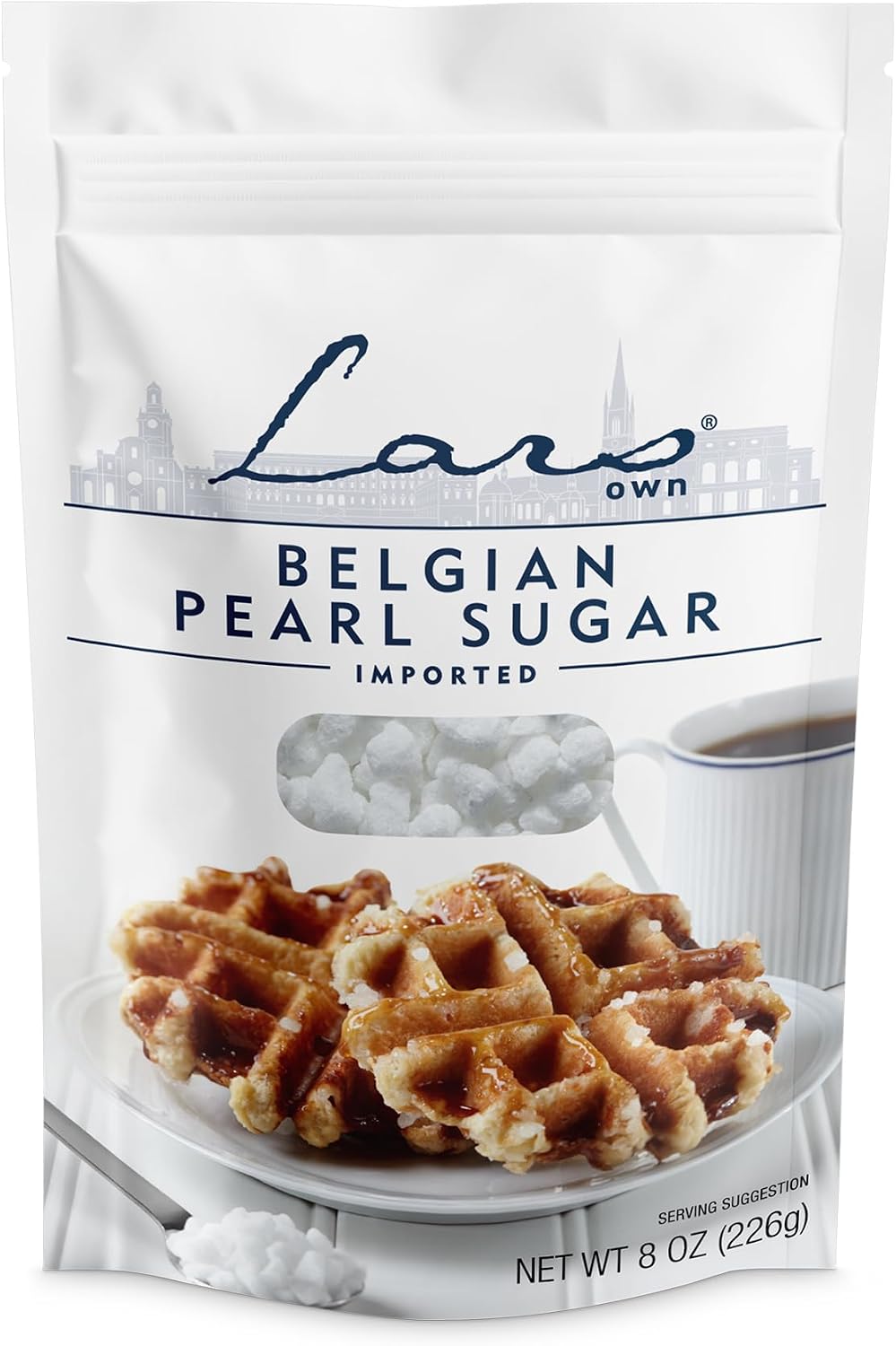 Lars Own Belgian Pearl Sugar – 1-Pack, 8-oz Resealable Pouch – Large Crystals for Caramelization in Liège Waffles
