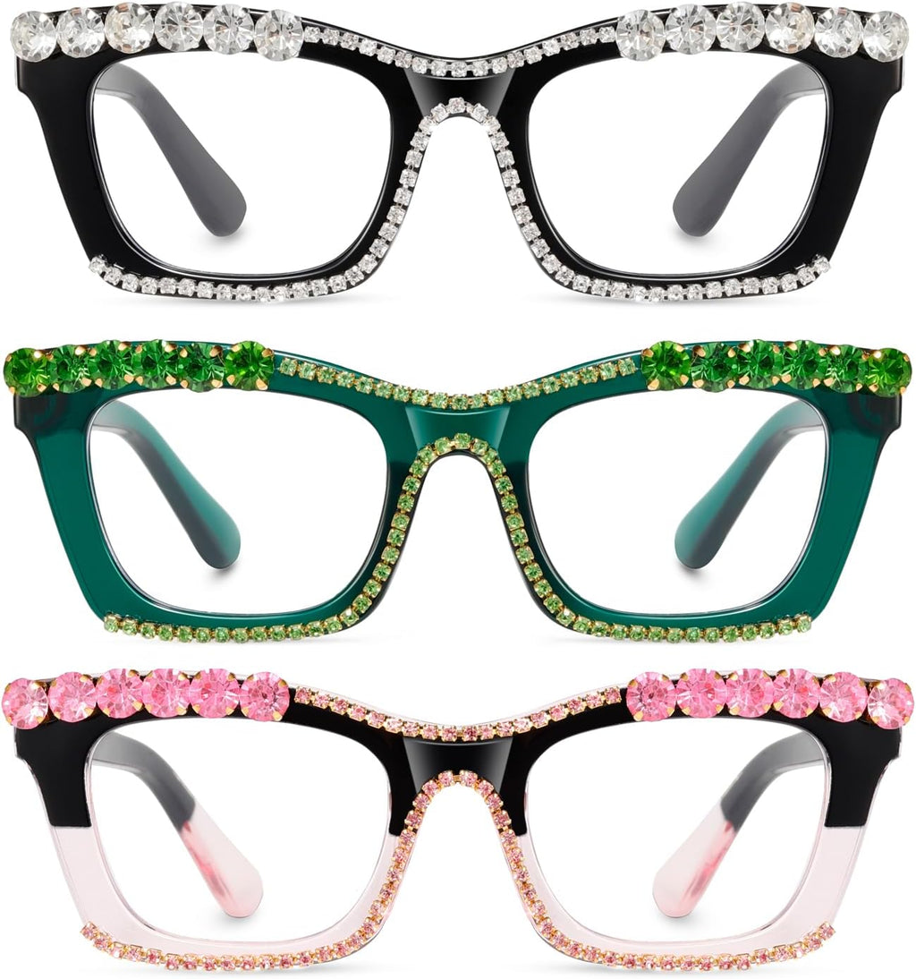 Hubeye Oprah Style Reading Glasses for Women Men Blue Light Blocking Computer Square Readers with Spring Hinge