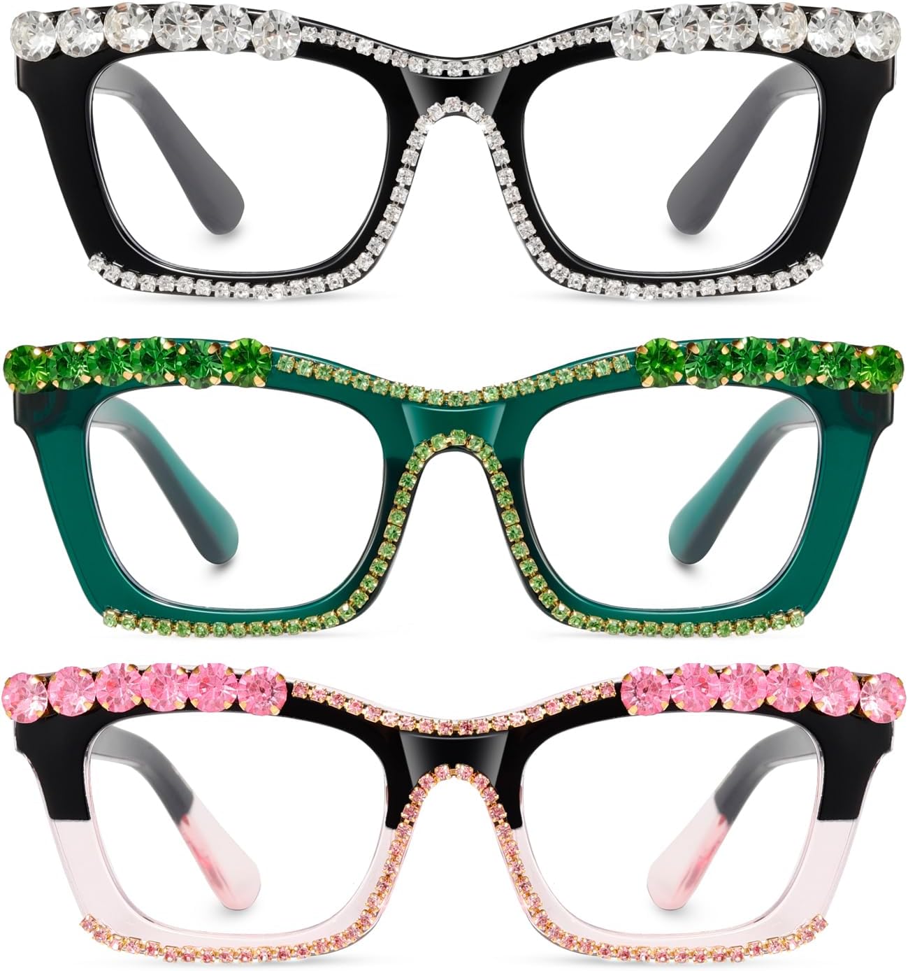 Hubeye Oprah Style Reading Glasses for Women Men Blue Light Blocking Computer Square Readers with Spring Hinge