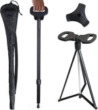 Walking Cane with Seat Folding Lightweight 2-in-1 Portable Walking Stick with Seat for Elderly, Seniors & Handicap, Adjustable, Foldable, Sturdy Tripod Cane Mobility Aid Crutch Chair