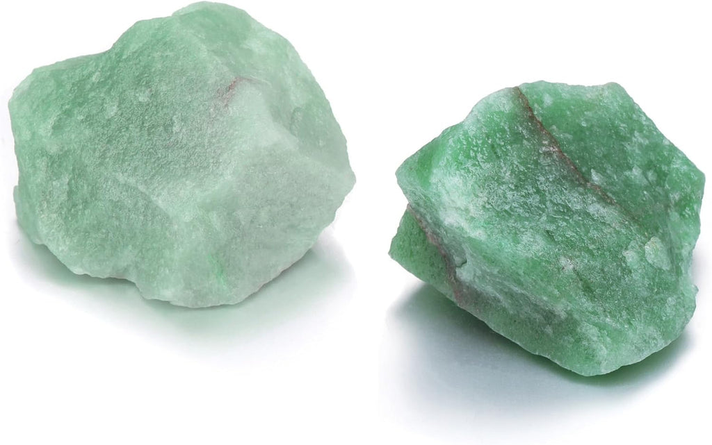 Jovivi 2pcs Raw Green Aventurine Crystals,Large 1.6-2.2" Healing Crystals Natural Rough Stones Crystal for Tumbling, Cabbing, Home Decoration, Polishing, Wicca & Reiki