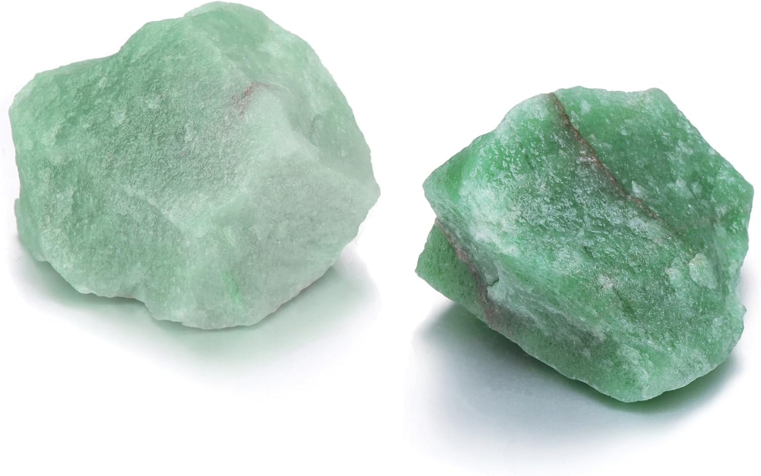 Jovivi 2pcs Raw Green Aventurine Crystals,Large 1.6-2.2" Healing Crystals Natural Rough Stones Crystal for Tumbling, Cabbing, Home Decoration, Polishing, Wicca & Reiki