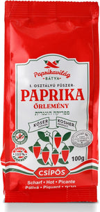 Hungarian Paprika, Hot (100g/3.5oz) Certified Kosher, Imported from Hungary, Made in Kalocsa