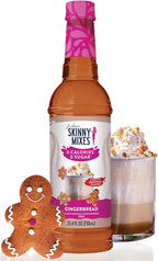 Jordan's Skinny Mixes Sugar Free Coffee Syrup, Holiday Gingerbread Coffee Flavoring Syrup, Zero Calorie Drink Mix for Lattes, Baking, Protein Shake or Cocktail, Dairy & Gluten Free, Kosher, 25.4 Fl Oz