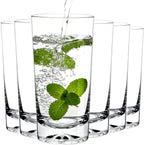 Drinking Highball Glasses Set of 6, 16oz Crystal Water Glasses