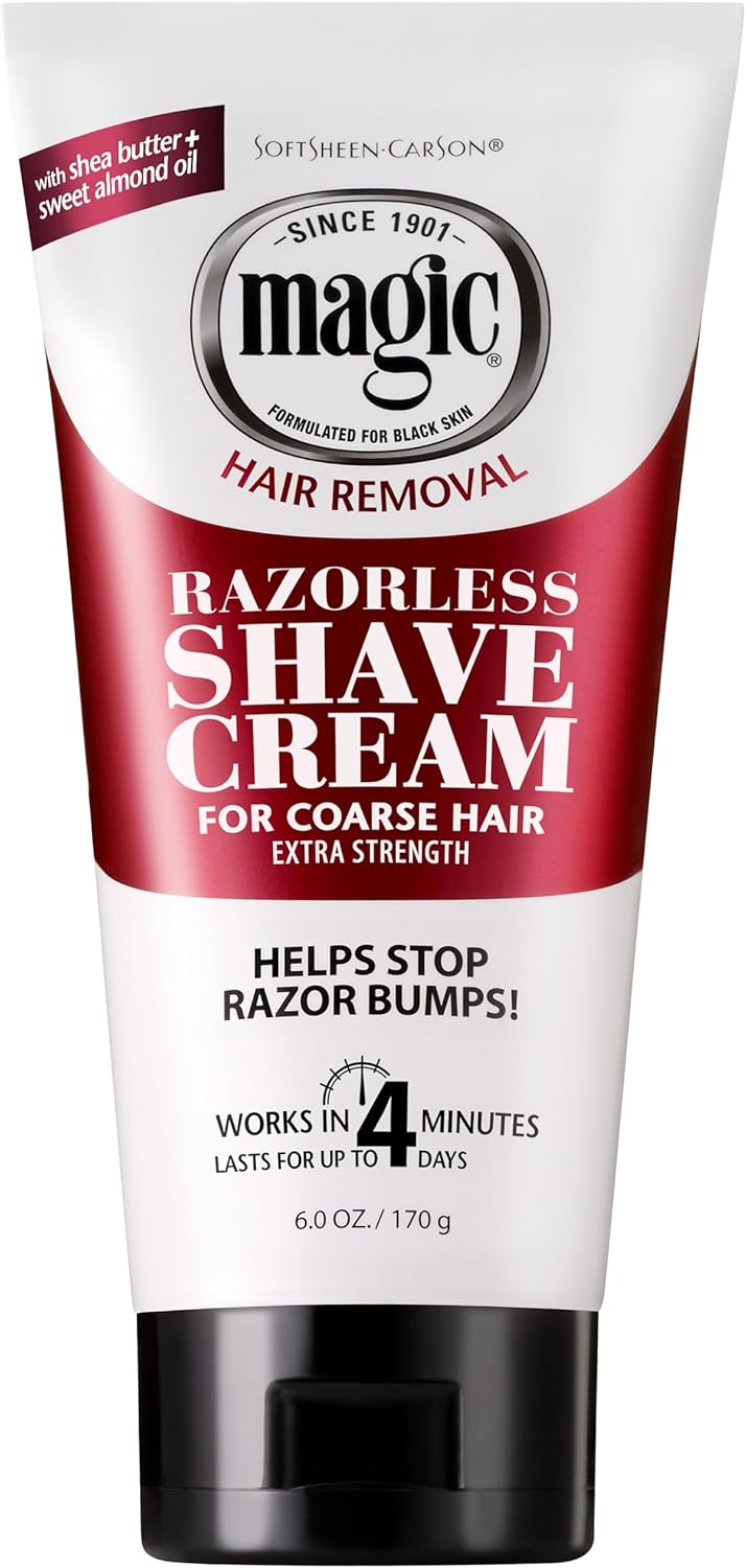 SoftSheen-Carson Magic Razorless Shaving Cream, Depilatory Hair Removal Cream for Body Hair, Extra Strength, Works in 4 Minutes for, 6 oz