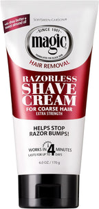 SoftSheen-Carson Magic Razorless Shaving Cream, Depilatory Hair Removal Cream for Body Hair, Extra Strength, Works in 4 Minutes for, 6 oz