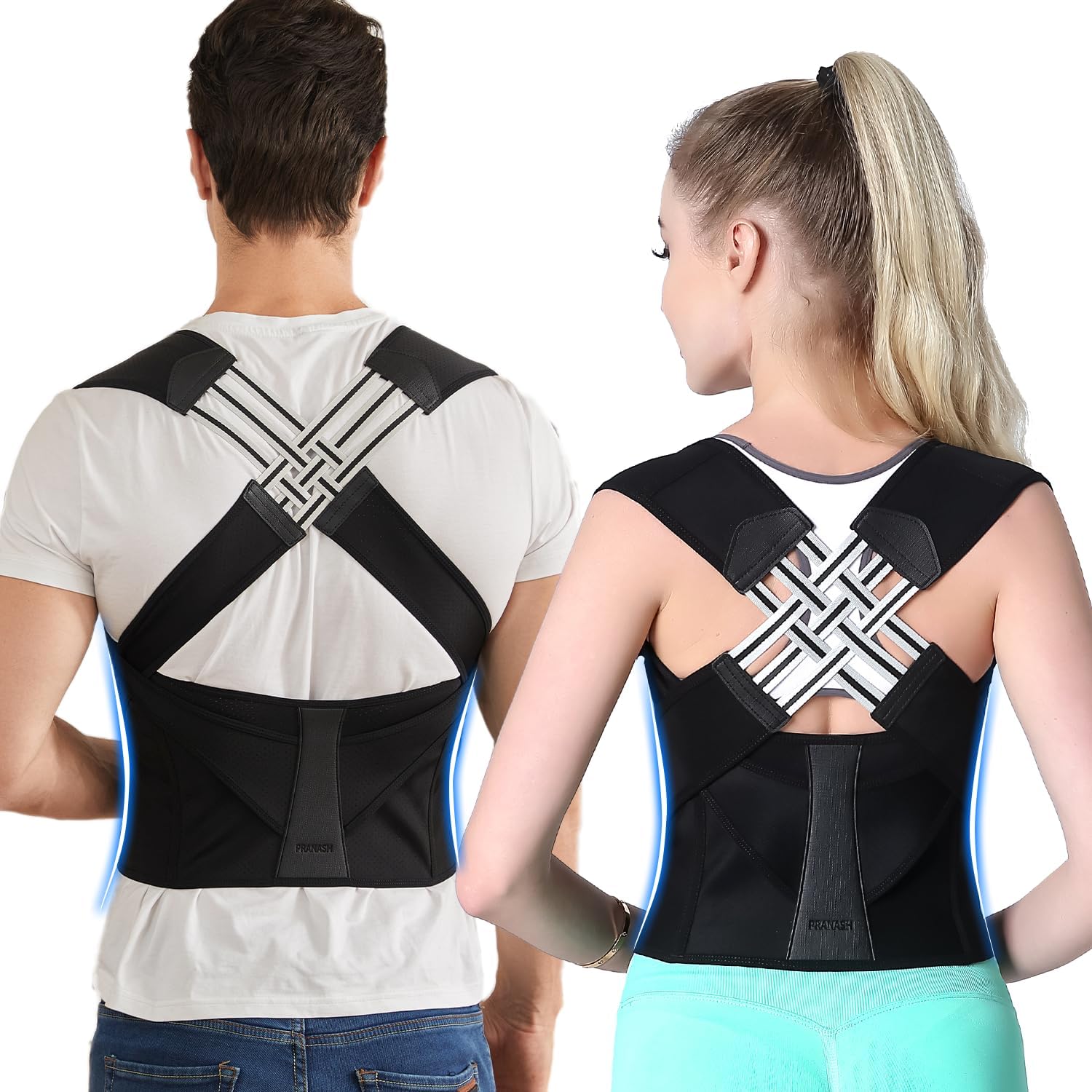Posture Corrector for Women and Men,Adjustable Shoulder Straightener,Back Support Brace,Upper Spine scoliosis, hunchback Black XX-Large