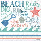 Celebrate the Home Beach-Themed 3-Ply Paper Cocktail Napkins, Beach Rules, 20-Count