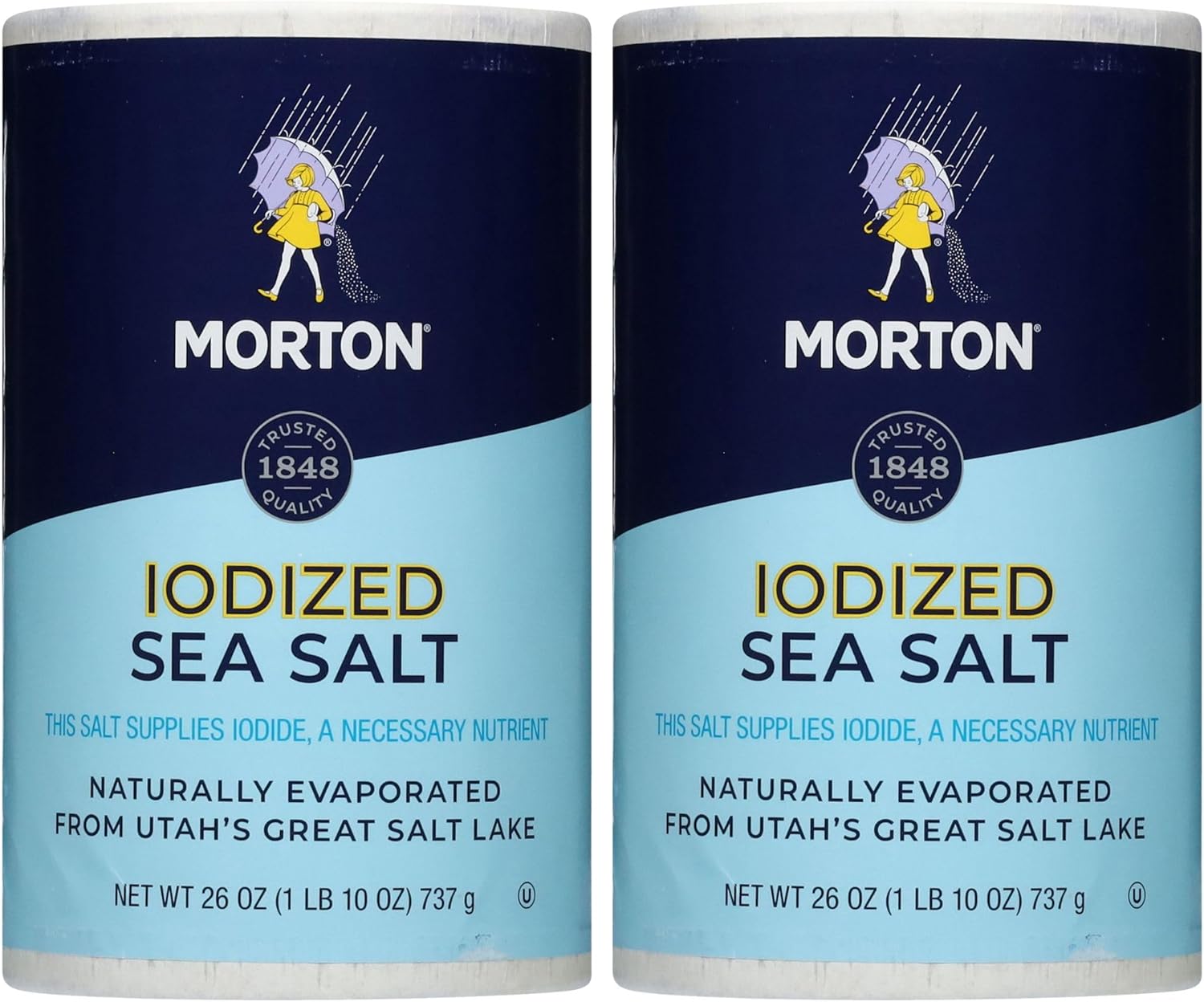 Morton Iodized Sea Salt Round, 26oz, 2 Pack