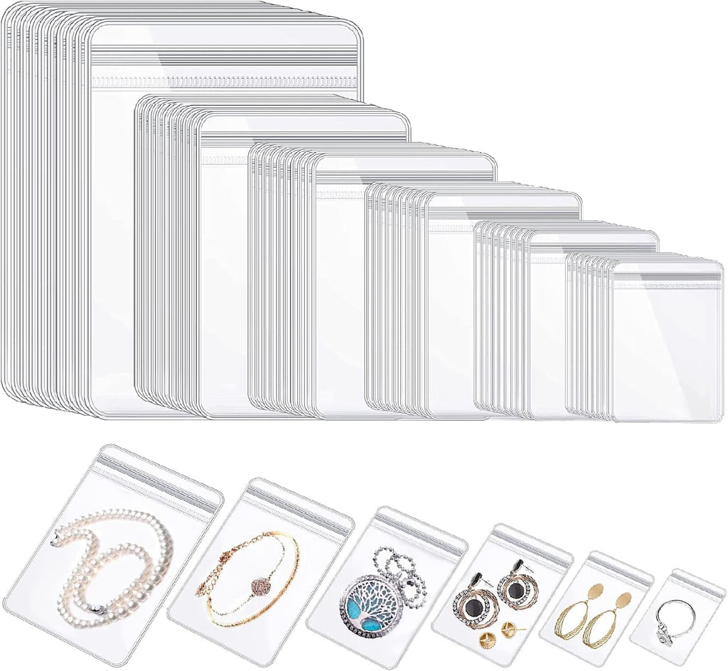 WEDDINGHELPER Jewelry Bags Small Self-Sealing Plastic Zip Clear Bags PVC Transparent Lock Bag for Storing Bracelets Rings Earrings Ziplock Pouch (150 Pcs)
