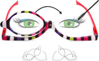 EYEGUARD Readers 2 Pack Magnifying Makeup Glasses Eye Make Up Spectacles Flip Down Lens Folding Cosmetic Womens Reading Glasses +2.50
