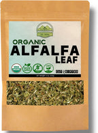 ZeeHERBS Organic Alfalfa Leaf 4 oz. (113g) Pack, USDA Certified Organic Alfalfa Leaf Herb Loose Leaf Tea, Premium Quality Medicago Sativa Herb, Cut & Sifted, Alfalfa Tea Leaves