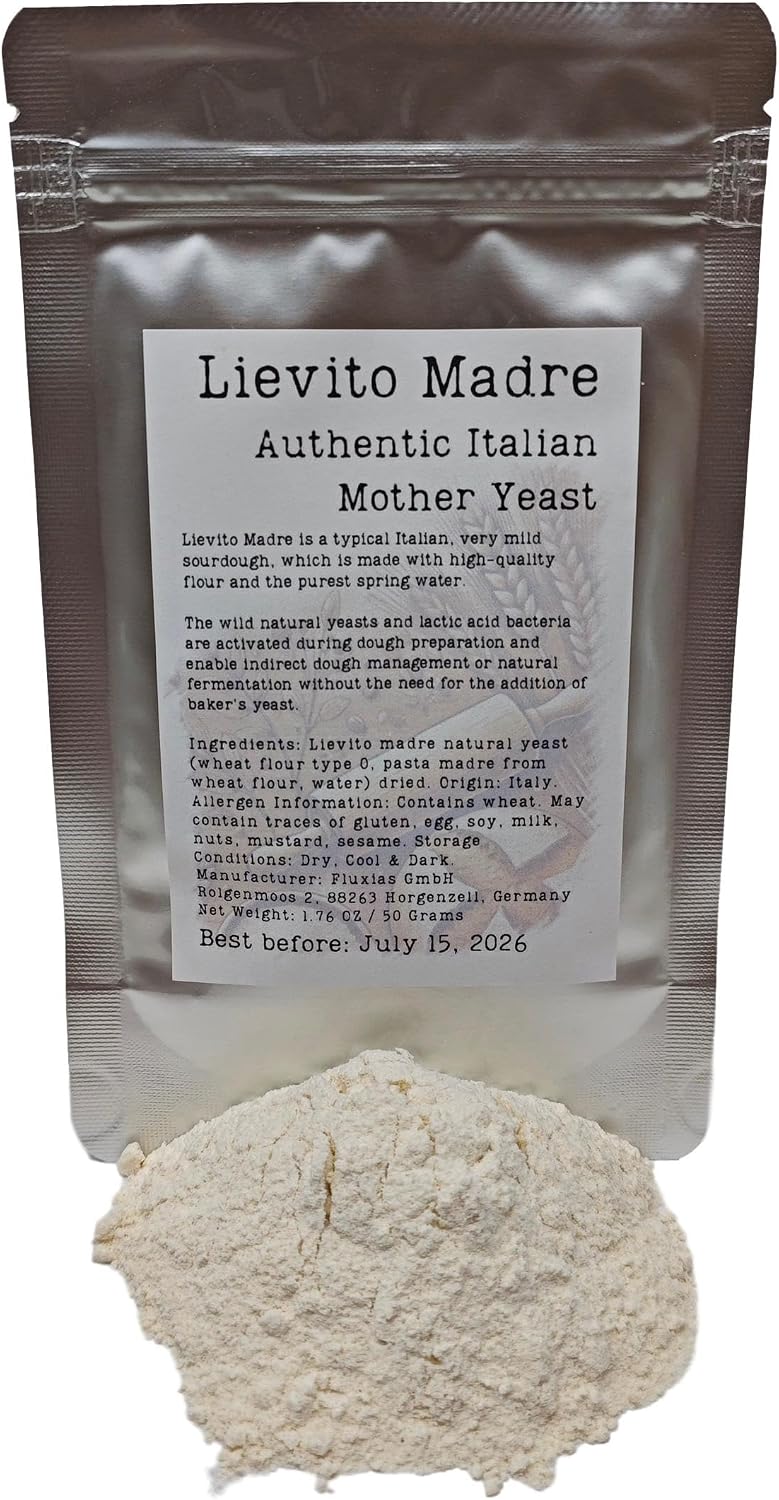 Lievito Madre Starter Culture - Authentic Italian Mother Yeast - Mild Sourdough from Italy for Natural Fermentation, Traditional Baker's Yeast Sourdough with Active Wild Natural Yeasts