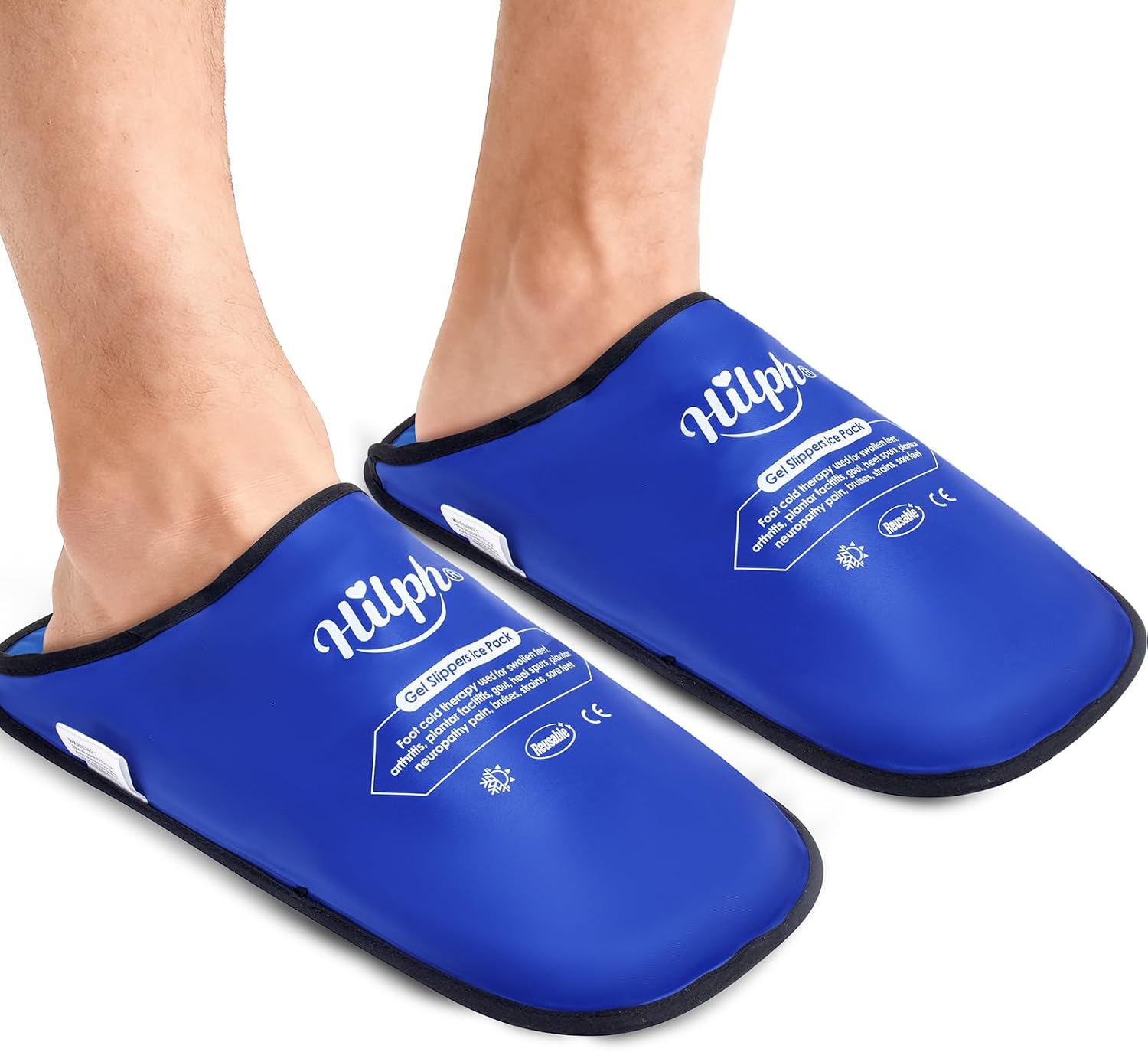 Hilph XL Foot Ice Pack Slippers for Foot Surgery, 1 Pair Hot Cold Packs Gel Ice Slippers for Foot and Toes Pain Relief, Sever Swelling, Bunion Surgery, Plantar Fasciitis, Neuropathy, Gout