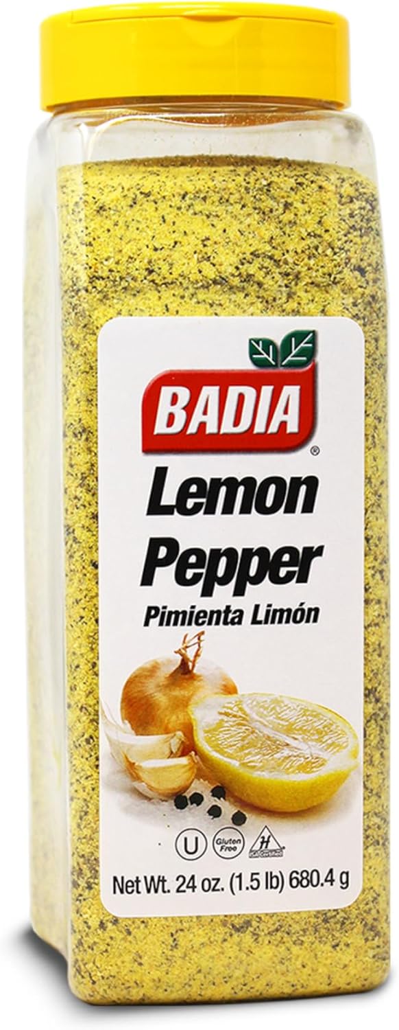 Badia Lemon Pepper Seasoning, 24 oz - Pepper, Garlic & Onion, Zesty Citrus Blend for Chicken, Seafood & Vegetables