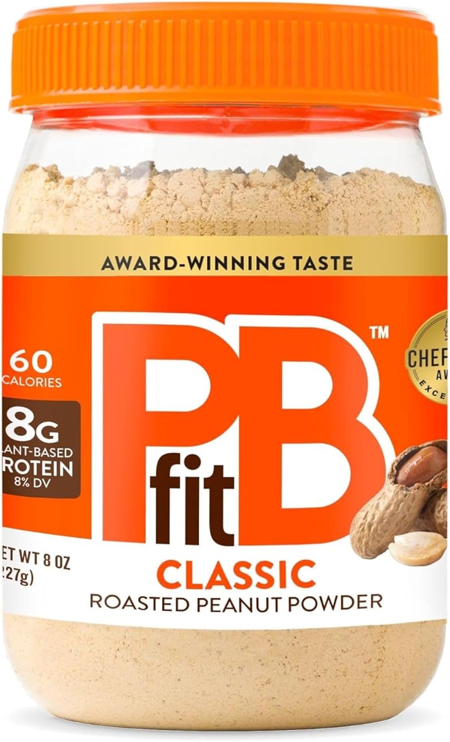 PBfit 8 Ounce Classic Peanut Butter Powder, Powdered Peanut Butter Spread From Real Roasted Peanuts, 8g of Protein 8% DV, Gluten-Free, 60 calories, 87% less fat (Pack of 1)