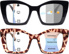 Progressive Multifocus Reading Glasses for Women Blue Light Blocking, Outdoor Photochromic Multifocal Sunglasses