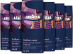 Lavazza Italian Roast Ground Coffee 6 Bags of 12oz, Dark Roast, Strong and Bold Taste, Intensity 5/5, 100% Arabica, Ideal for Drip Brewers, (Pack of 6) - Package May Vary
