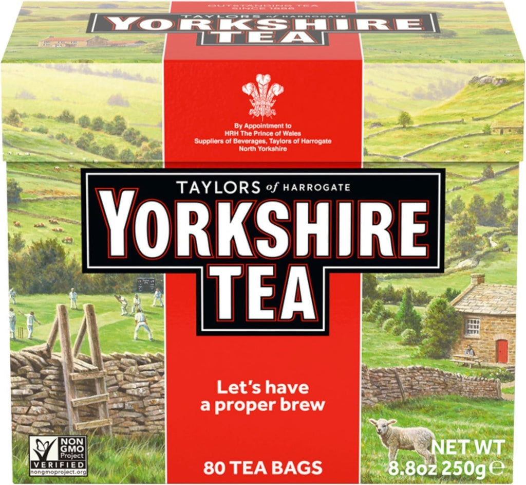 Yorkshire Tea, Red, Black Tea, Pillow Tea Bags, 80 Count (Pack of 1), Refreshing, Satisfying, and Strong, Classic British Breakfast Blend, Caffeinated, Enjoy Hot or Iced, 80 Teabags