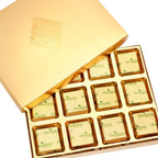 Ghasitaram Gifts Valentines Gift Valentines Day Chocolates for Girlfriend/Boyfriend/Husband and Wife Valentines Special Chocolate Valentines Gifts - Golden 12 pcs Roasted Almond Chocolate Box