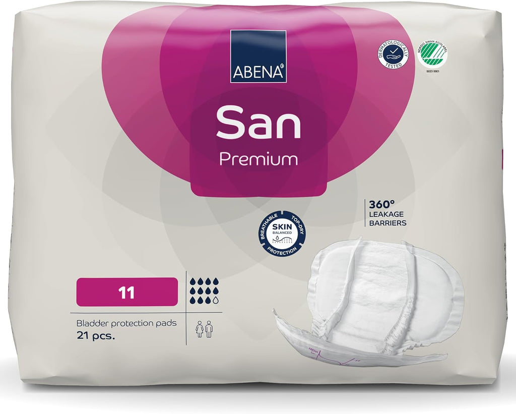Abena San Premium Incontinence Pads, Heavy Absorbency, (Sizes 8 to 11), Size 11, 84 Count