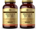 Solgar Triple Strength Omega 3 950 mg - 100 Softgels, Pack of 2 - Supports Joint & Skin Health - Non-GMO, Gluten Free, Dairy Free - 200 Total Servings