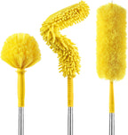 17FT Extendable Duster with 2-9 ft Extension Pole for High Ceilings, Newliton Cobweb Duster for Ceiling Fans Hard-to-Reach Areas, Long Handle Microfiber Dusting Tool for Home Cleaning