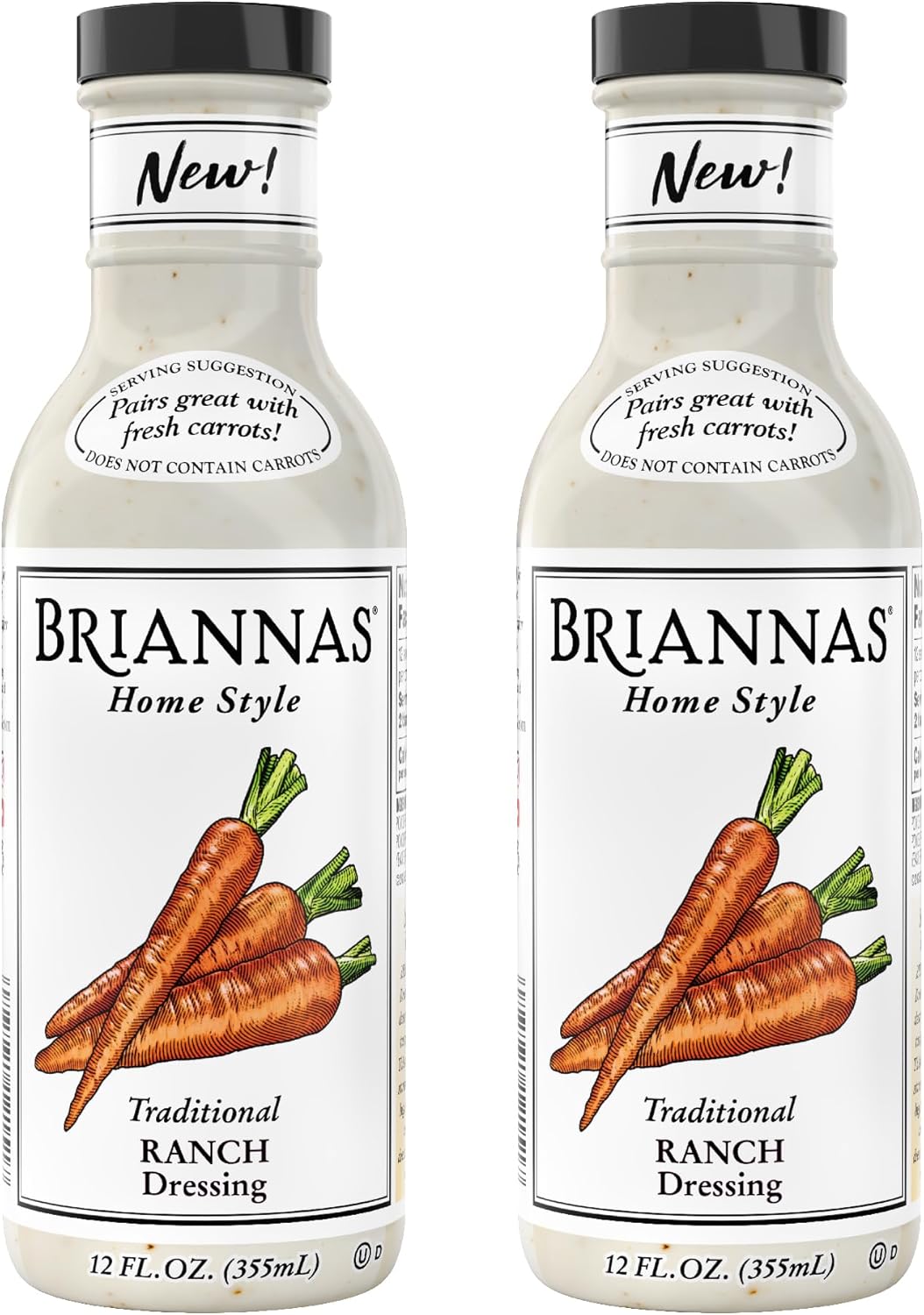 BRIANNAS - Home Style Classic Traditional Ranch Dressing - Fine Salad Dressing made with Premium Ingredients - Gluten Free and Kosher Salad Dressing - 12 oz. Bottles - 2 Pack