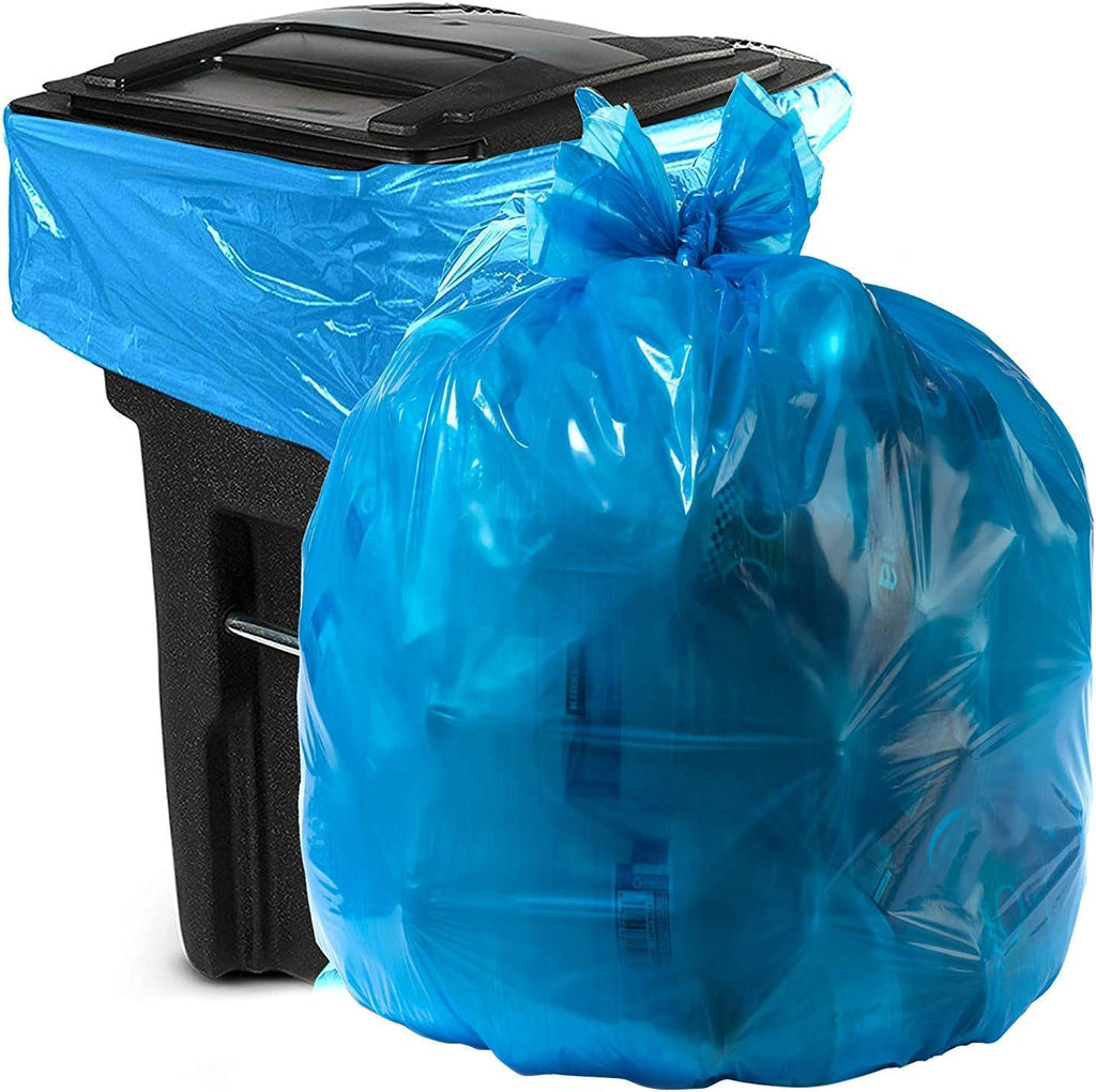 Aluf Plastics H-RBL65 65 Gallon Blue Trash Bags - (Pack of 50) - 2.0 MIL (Equivalent) - Garbage or Recycling Bags 50" x 68" - Large Plastic Can Liners - for Industrial, Home, Contractor, Recycling
