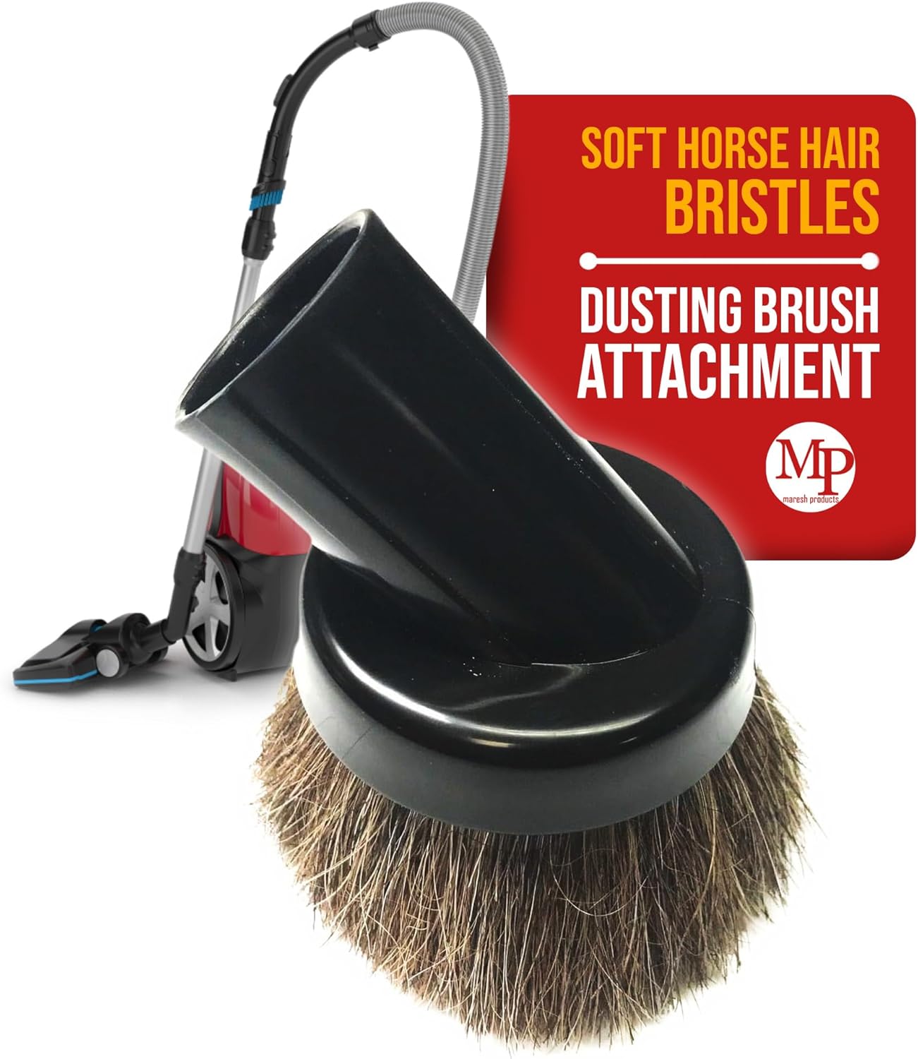 MP Maresh Products Household Cleaning Vacuum Brush Attachment - Horse Hair Vacuum Cleaner Accessories, Soft, Dust Floor Brush, Compatible with Shop Vac 1-1/4" Cleaners for Hard Surfaces - Black