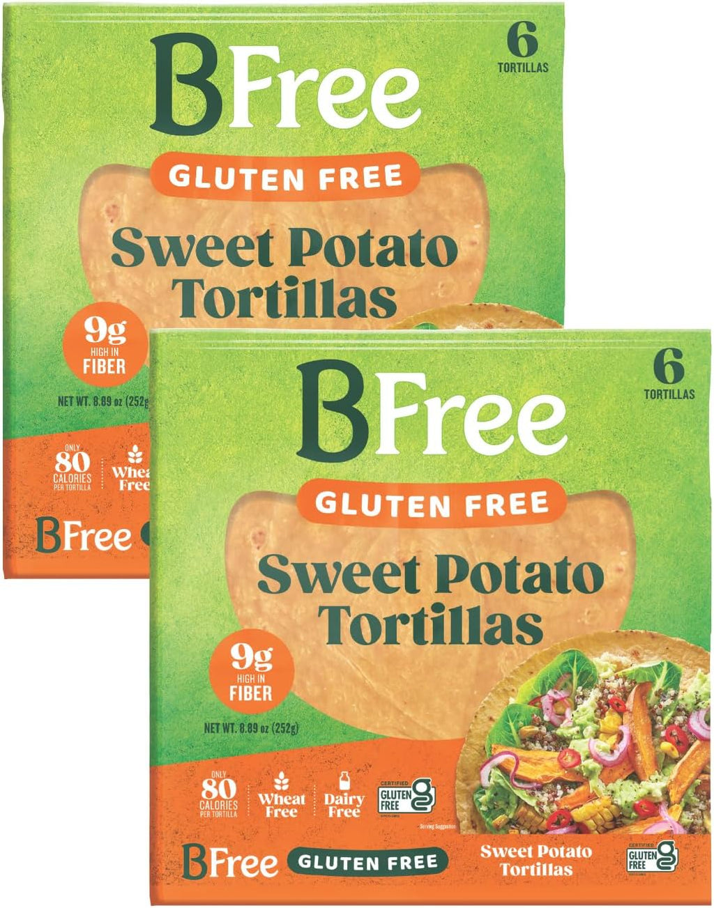 BFree Gluten Free Wheat Free Wrap Tortillas Sweet Potato Vegan Dairy Free (Pack of 2)