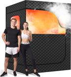 Manastin 2 Person Portable Steam Sauna for Home, 1 or 2 Person Full Body Home Spa with 2 Foldable Chairs,9 Levels of Sauna Tent with Remote Control, (Black, Large)
