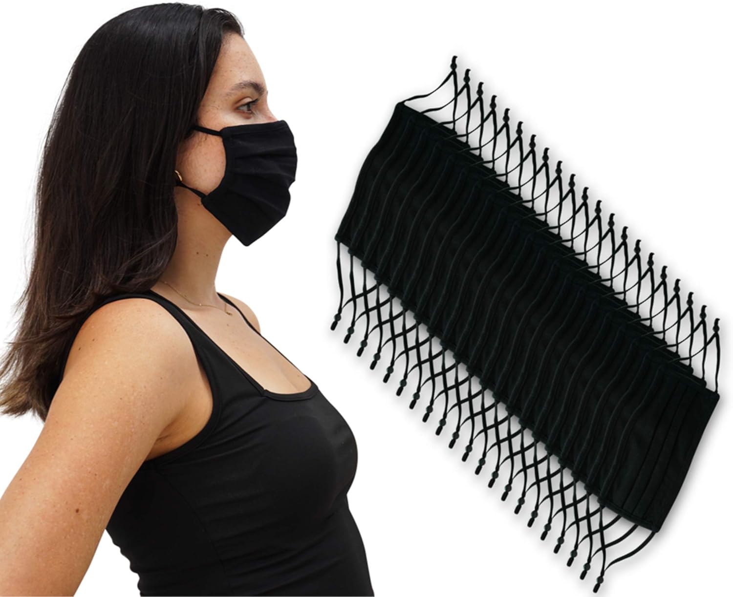 Simlu Unisex Reusable Fabric Face Mask, 2 Layer, Washable, Black Face Mask