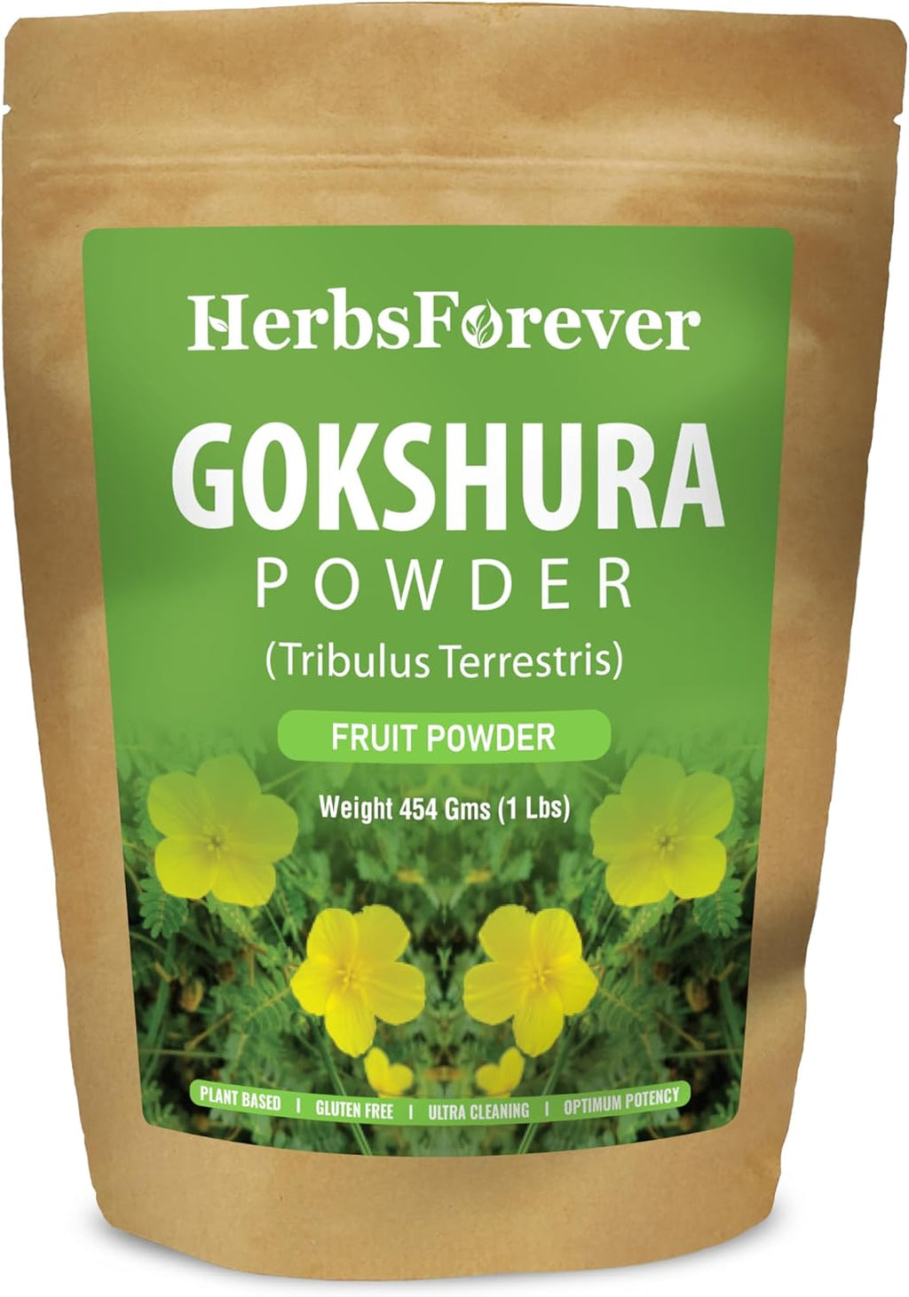 HerbsForever Gokshura(Tribulus Terrestris) Powder Fruit -for Vitality, Urinary Health Muscle Mass- Wild Harvested -Non GMO, Vegan- 2X Potency | Ultra Clean |NO Sand & Mud| Steam Sterilized|16oz-1LBS