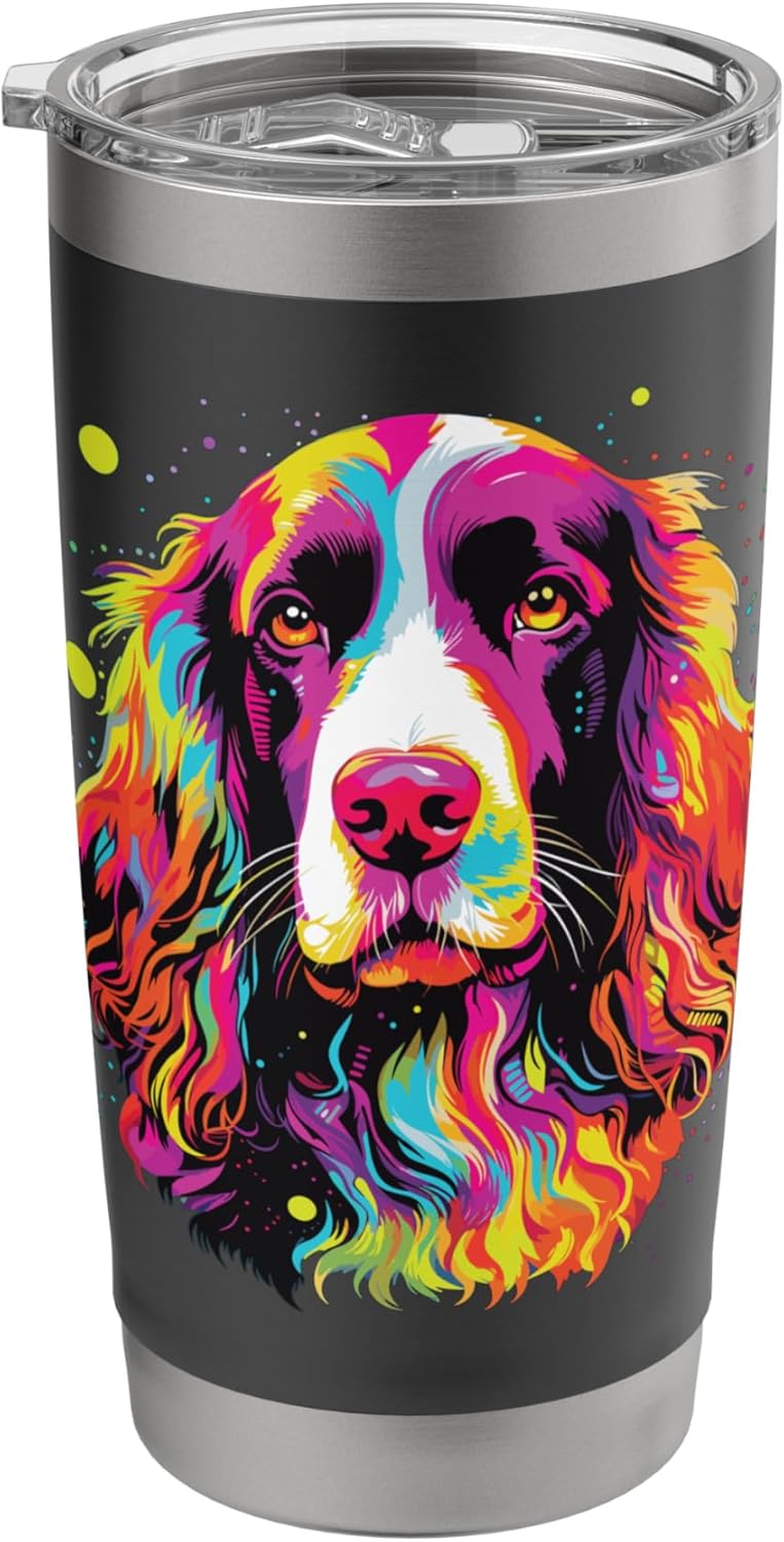 Watercolour Colourful English Springer Spaniel Dogs Stainless Steel Insulated Tumbler