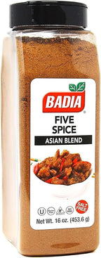 Badia Five Spice Asian Seasoning 16 oz – Sweet Aromatic Flavor, Asian Fusion Blend of Anise, Cloves, Cinnamon, Fennel & Ginger, No Salt, Gluten Free